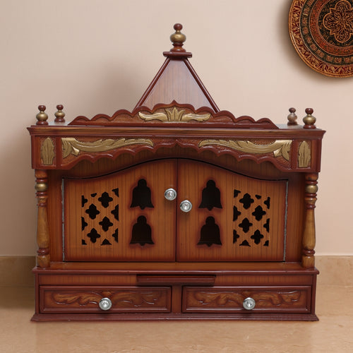 Sharan Teak Wood Mandir (Teak Gold)