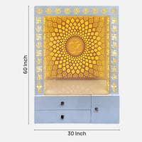 Ompatra Wooden Corian Mandir (White)