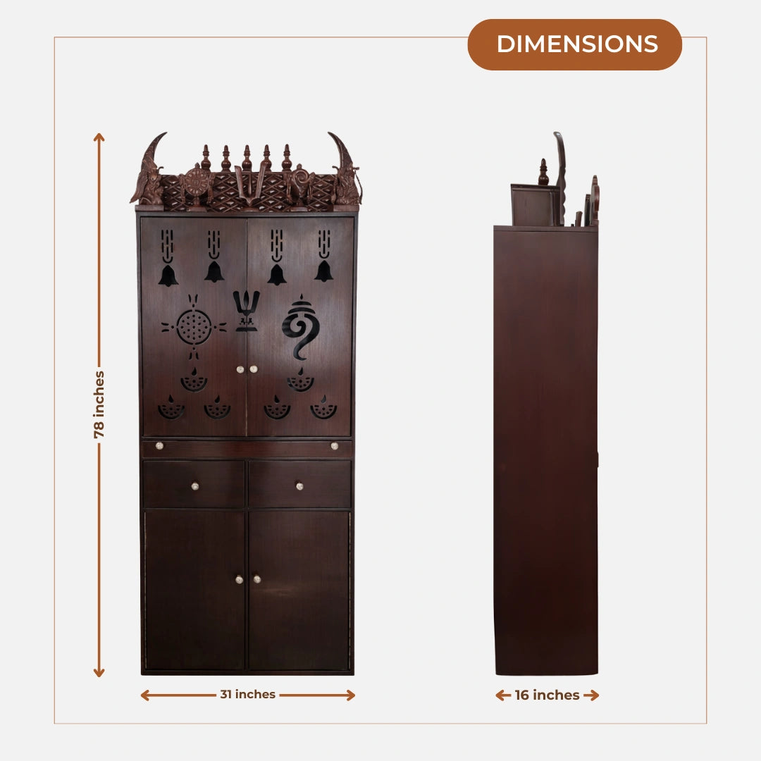 back view of Kanish Teak Wood Mandap (Brown)