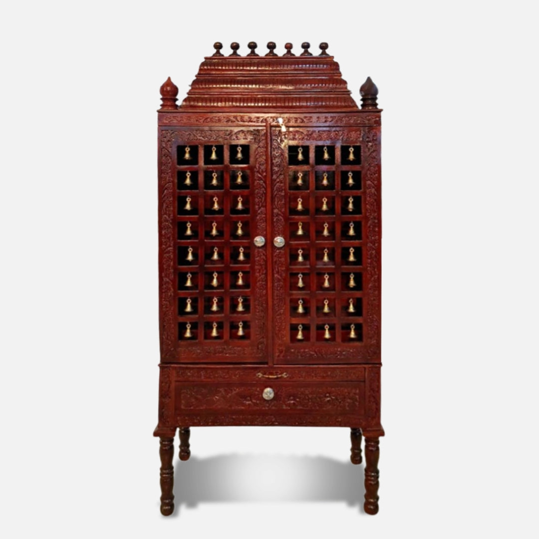Devashri Teak Wood Mandap Brown with Door