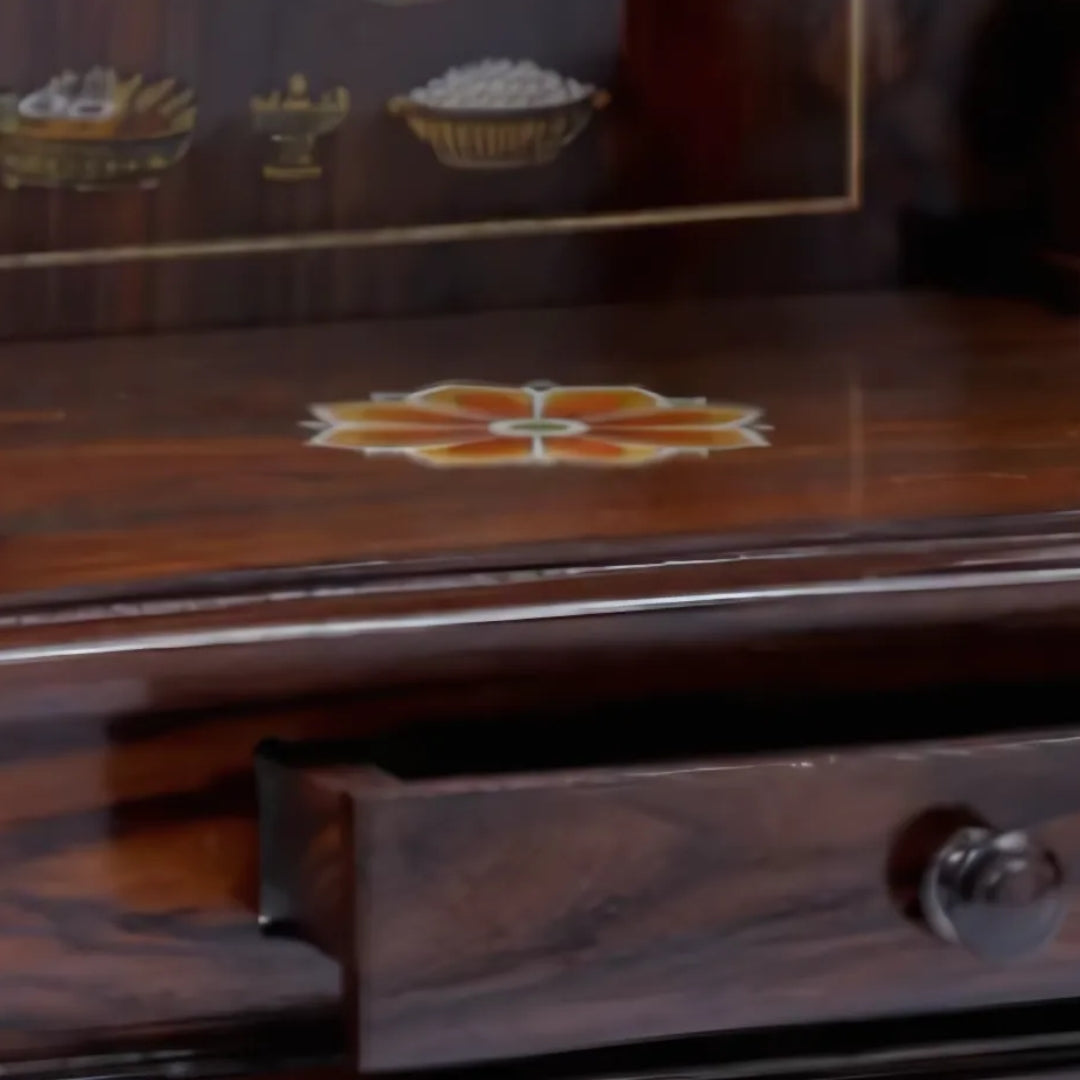 Kamalini Teak Wood Mandir (Brown)