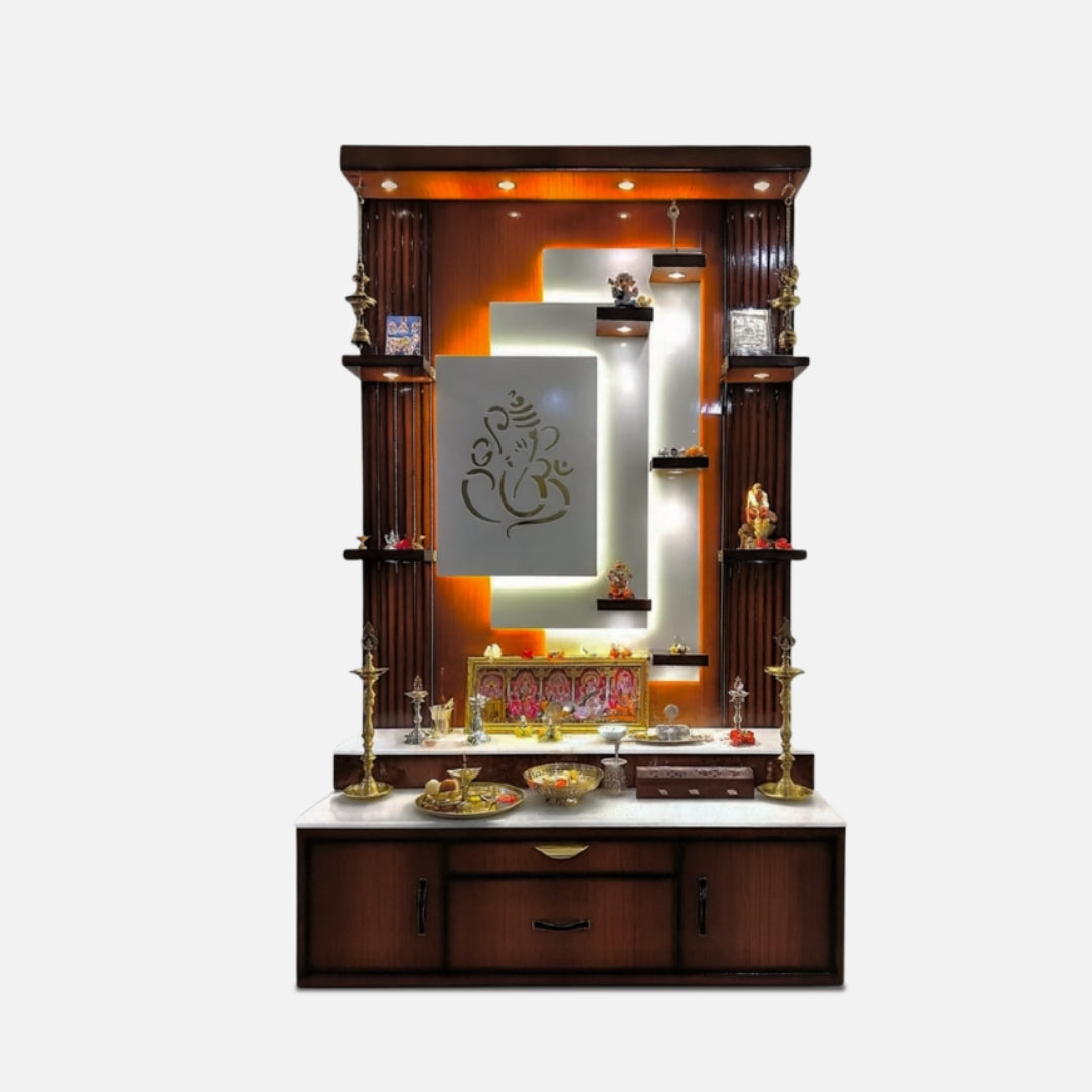 Shoolini Teak Wood Mandap (Brown)