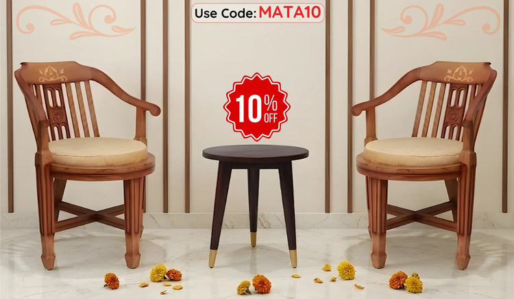 wooden chairs with coffee table