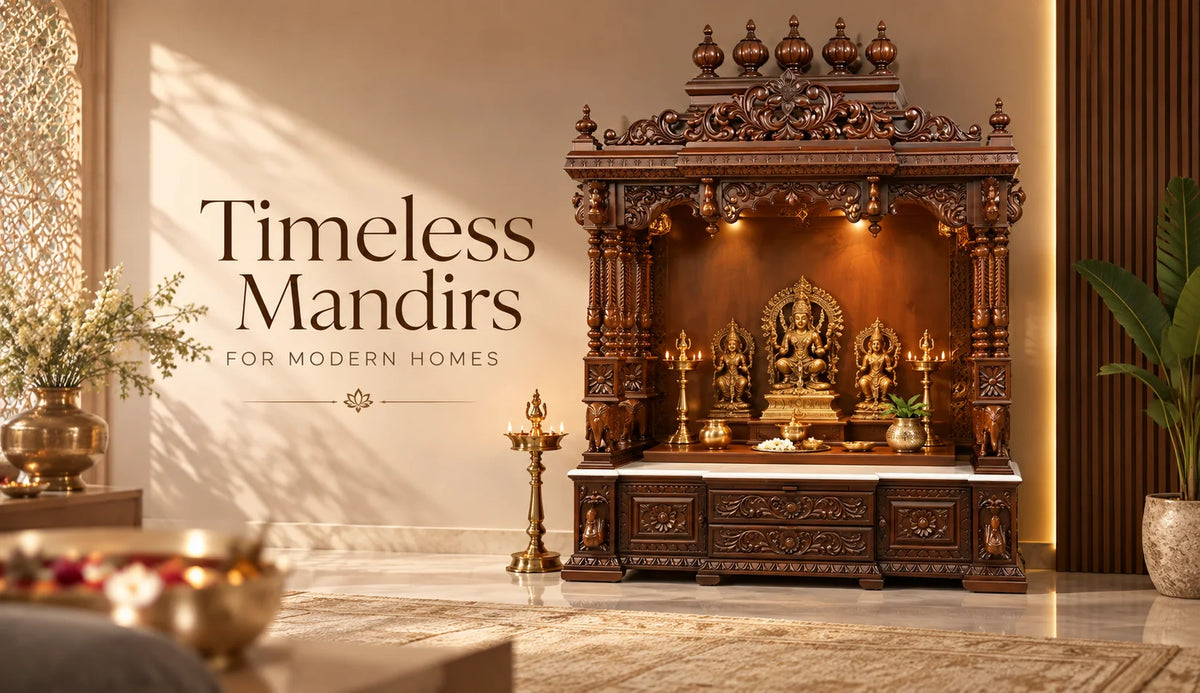 Teak pooja mandir for modern homes