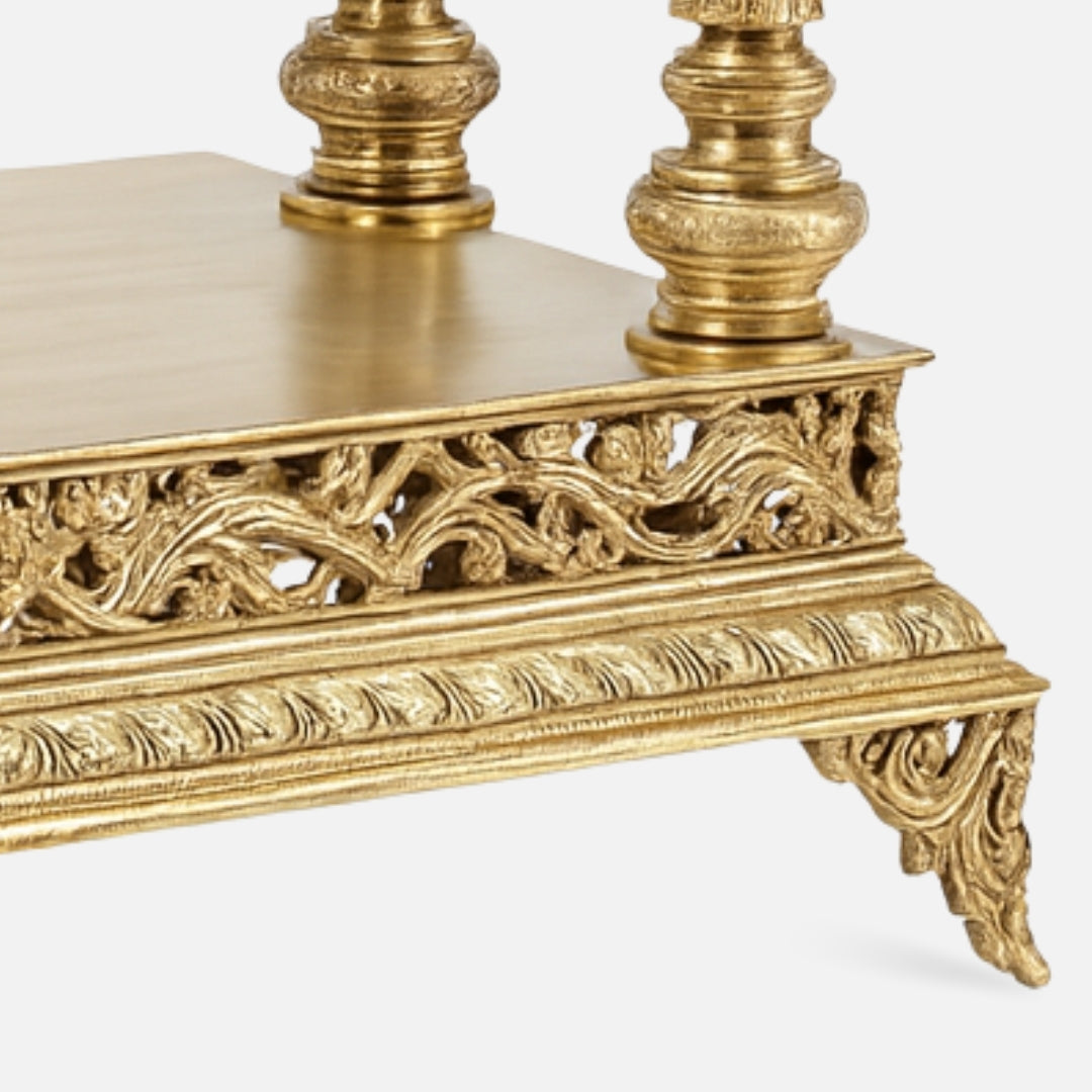 zoom view  of Aishwarya Teak Wood Mandir (Gold)   
