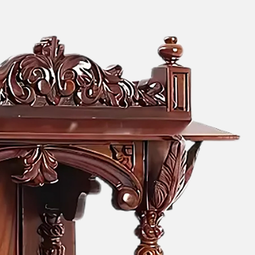 zoom view Nandita Teak Wood Mandir (Brown) 