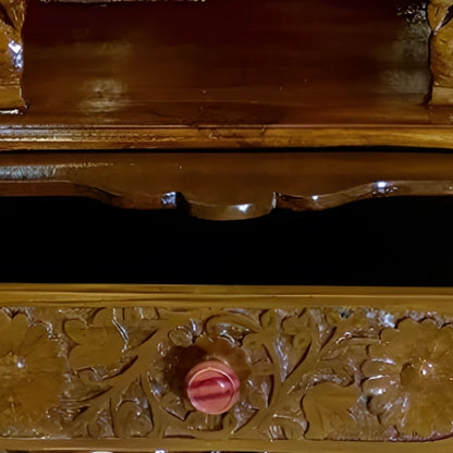 zoom  view  of Aishani Teak Wood Mandir (Brown) 