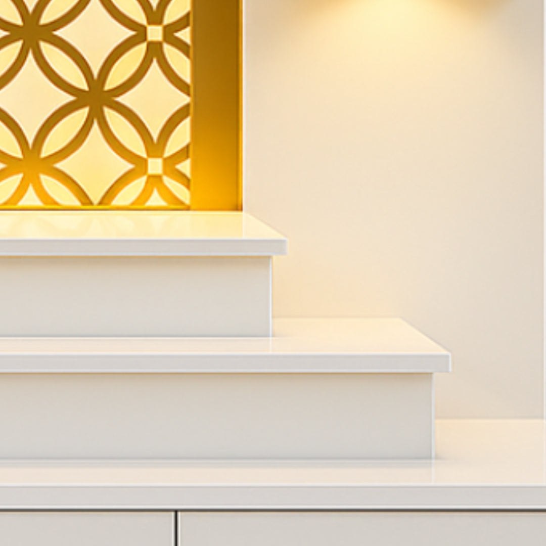 zoom view  of Amritesh Teak Wood Mandap (White) 