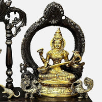 zoom view  of Brass Lakshmi ganesh Saraswati Idol with Singhasan 1 