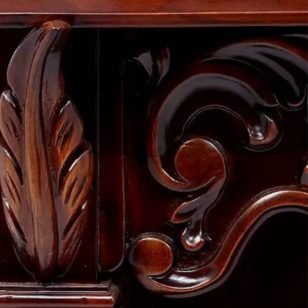 zoom  view of Hiranya Teak Wood Mandir (Brown)  