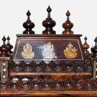 zoom view of Kesari Teak Wood Mandir (Brown) 