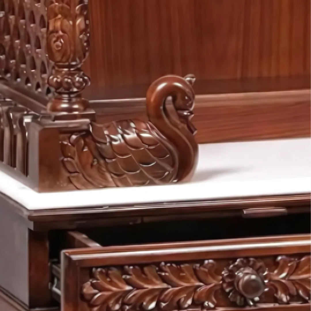 zoom view of Maitri Teak Wood Mandir (Brown) 