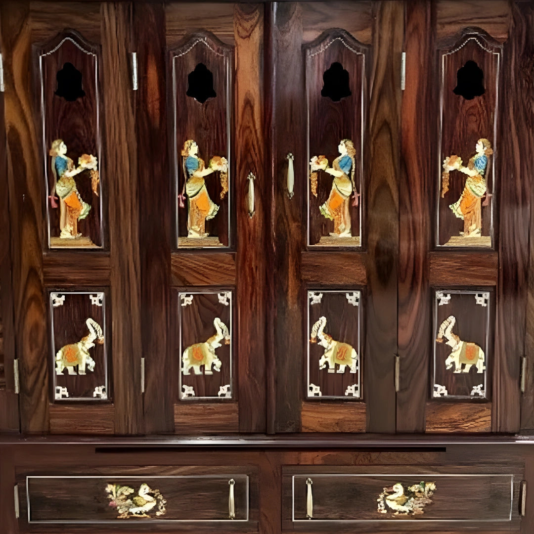 zoom view  of Vedaroop Teak wood Mandap (Brown) 