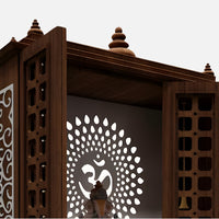 zoom view of Vishesh Teak Wood Mandir (Brown) 